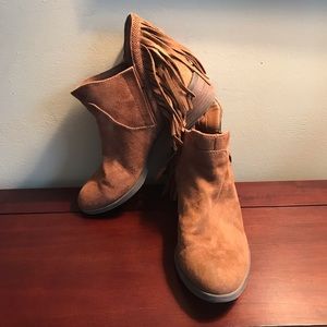 Tan Suede Fringe Boots